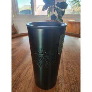 2022 Starbucks Siren Logo 16oz Blue Stainless Coffee Tumbler w/ Green Lid